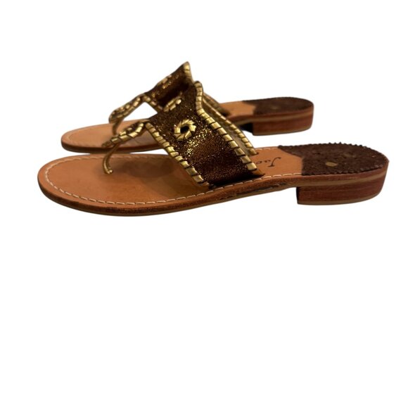 Like New! Jack Rogers Navajo Sandals in Brown & Gold l Size 8M - Picture 1 of 9